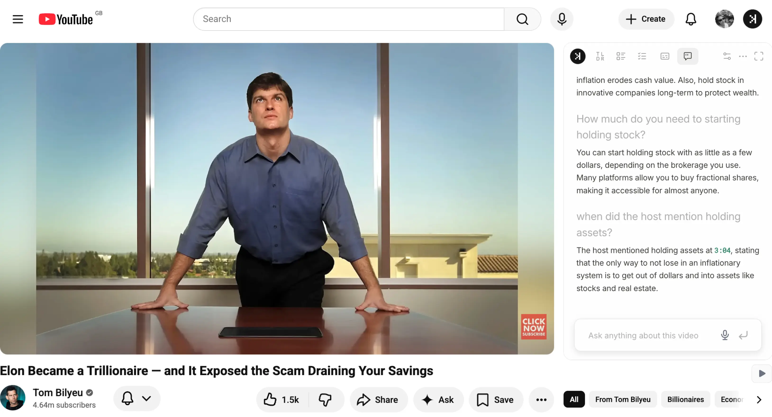 Instantly get answers from YouTube videos with SkipBait on the YouTube watch page