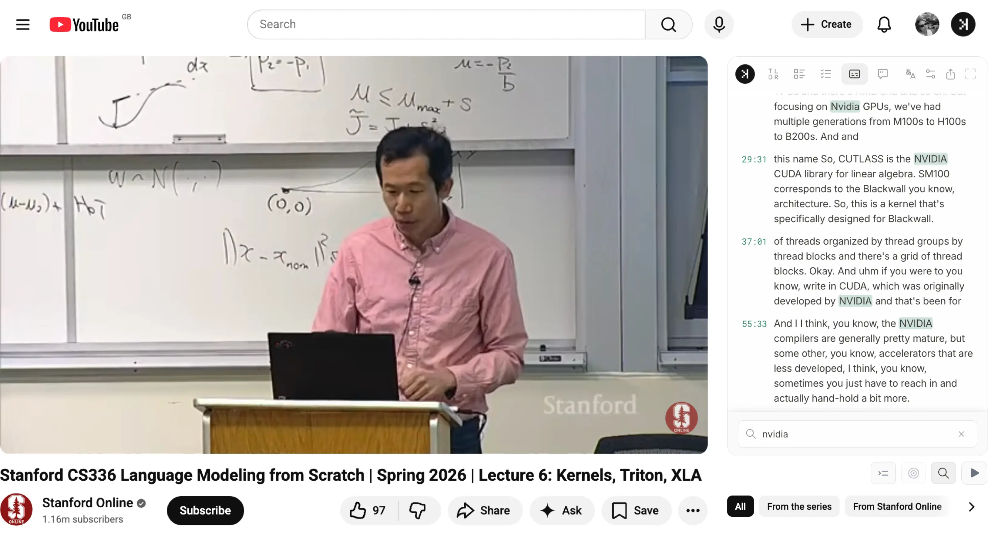 SkipBait transcript panel on YouTube